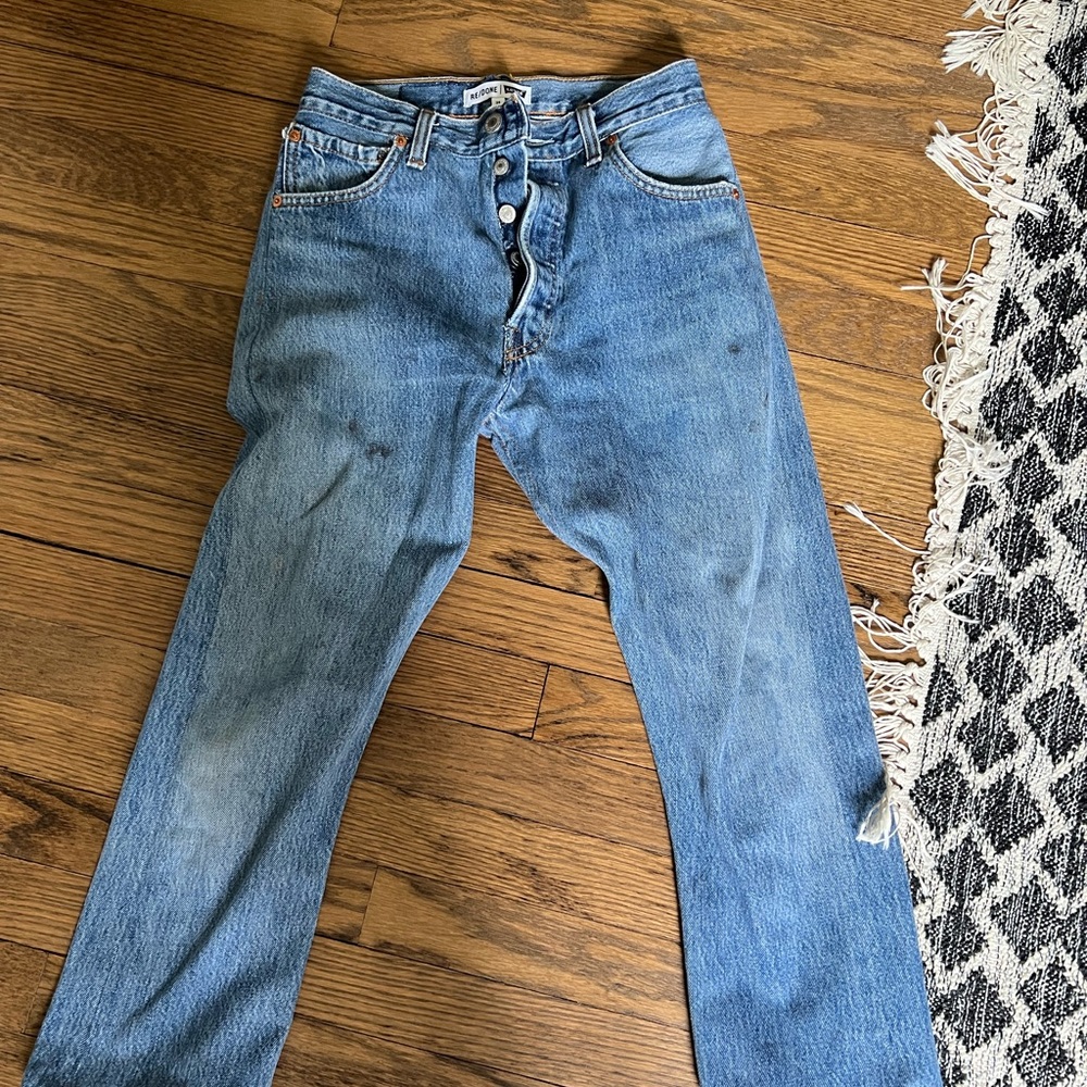 Redone cropped jeans medium wash